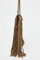 MINI SAC BANDOULIÈRE EN CROÛTE DE CUIR À FRANGES
