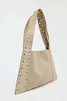 SUEDE STUDDED SHOULDER BAG