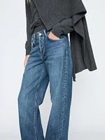 Mid-rise wide-leg full length jeans