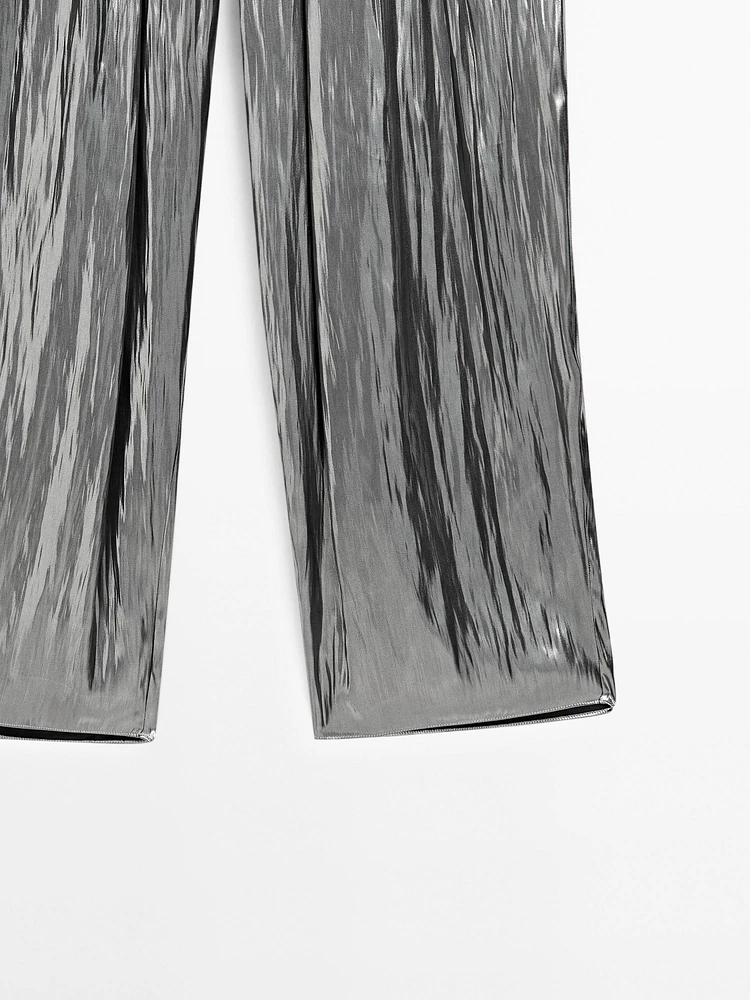 Pantalon fluide froncé métallisé