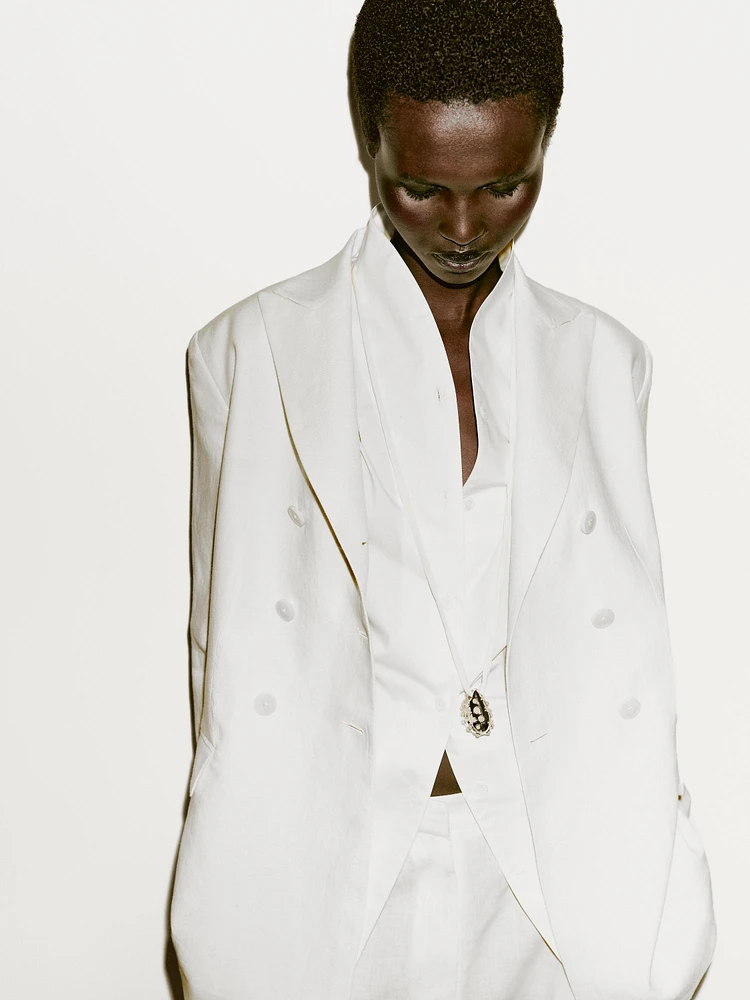 Blazer cache-cœur moulant en lin - Limited Edition