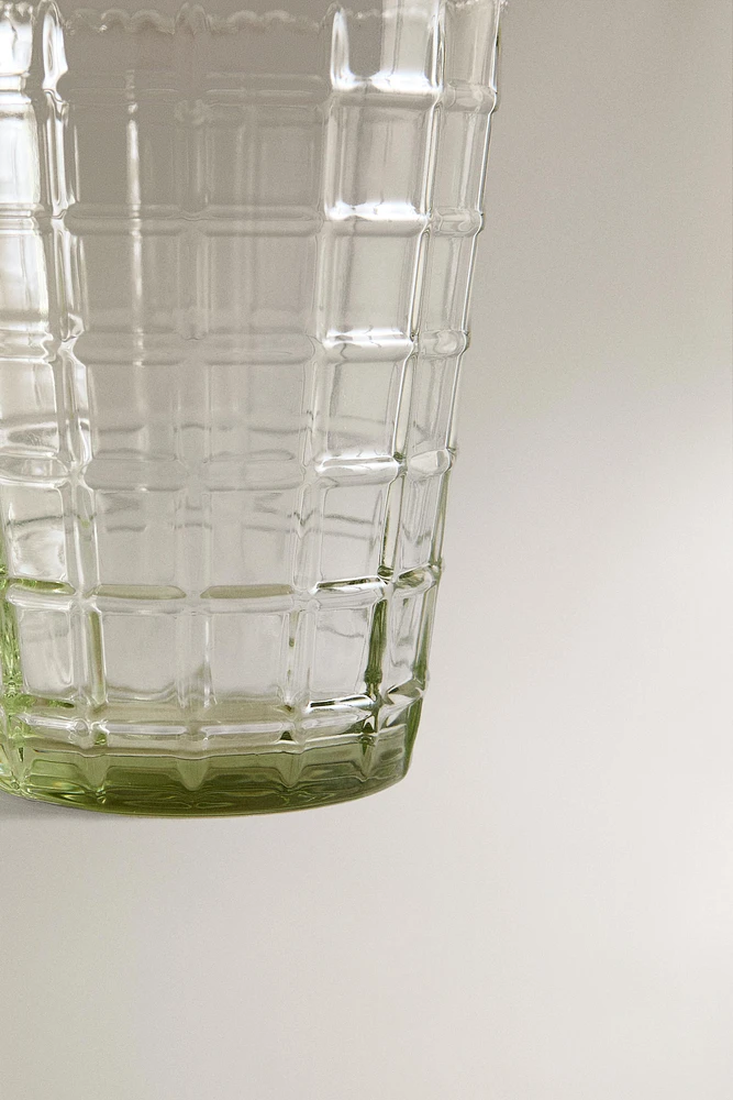 RAISED DESIGN GLASS TUMBLER