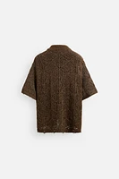 TEXTURED KNIT DISTRESSED SHIRT