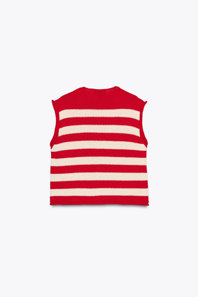 STRIPED KNIT VEST TOP