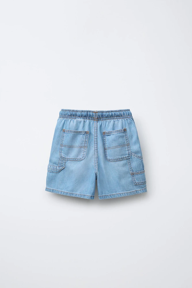 DENIM SHORTS WITH ELASTIC WAIST