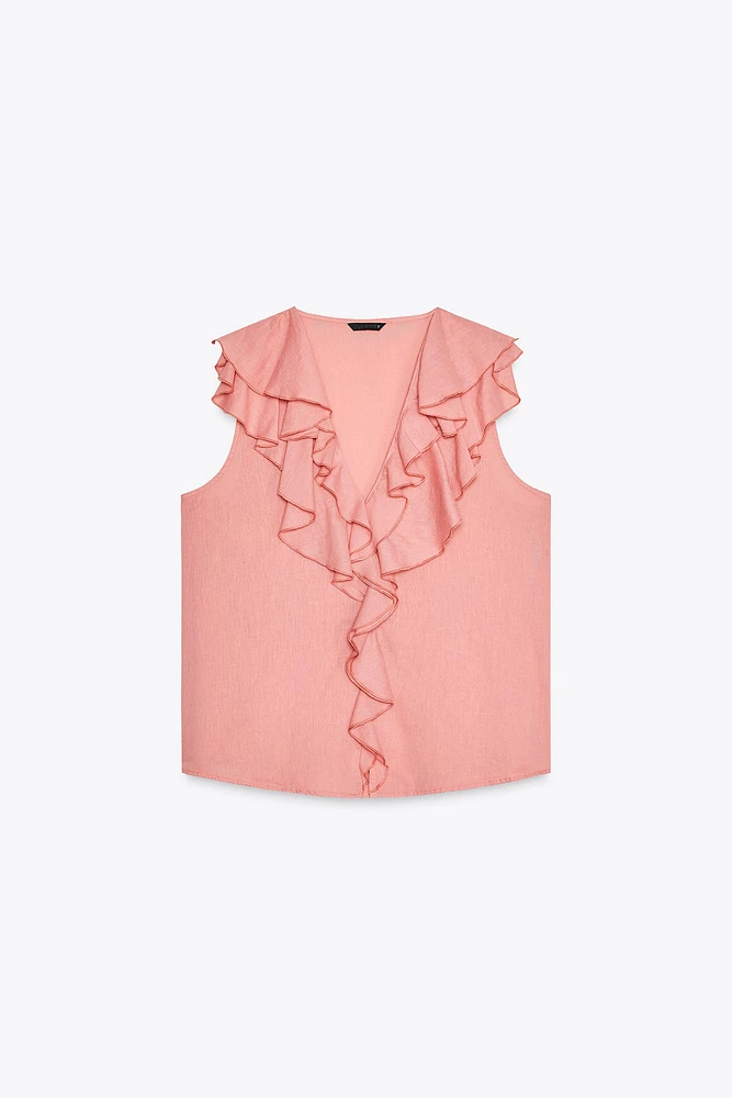 CHEMISE SANS MANCHES À VOLANTS