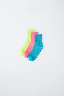 LOT DE TROIS PAIRES CHAUSSETTES FLUO