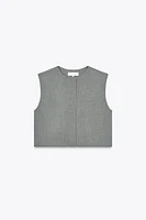 CROPPED VEST WITH HIDDEN BUTTONS