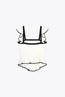 CONTRAST RUFFLE TOP