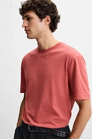 WASHED T-SHIRT WITH SLITS