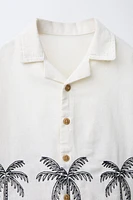 CHEMISE EN COTON ET LIN BRODÉ PALMIERS