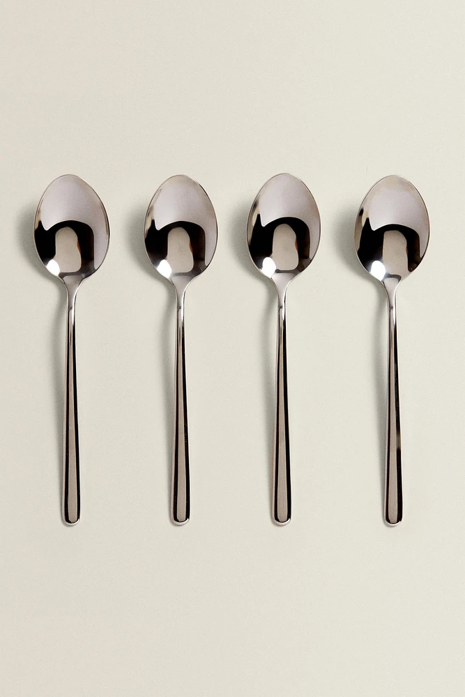 SET OF SHINY STEEL DESSERT SPOONS (SET OF 4)