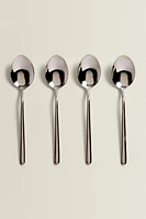SET OF SHINY STEEL DESSERT SPOONS (SET OF 4)