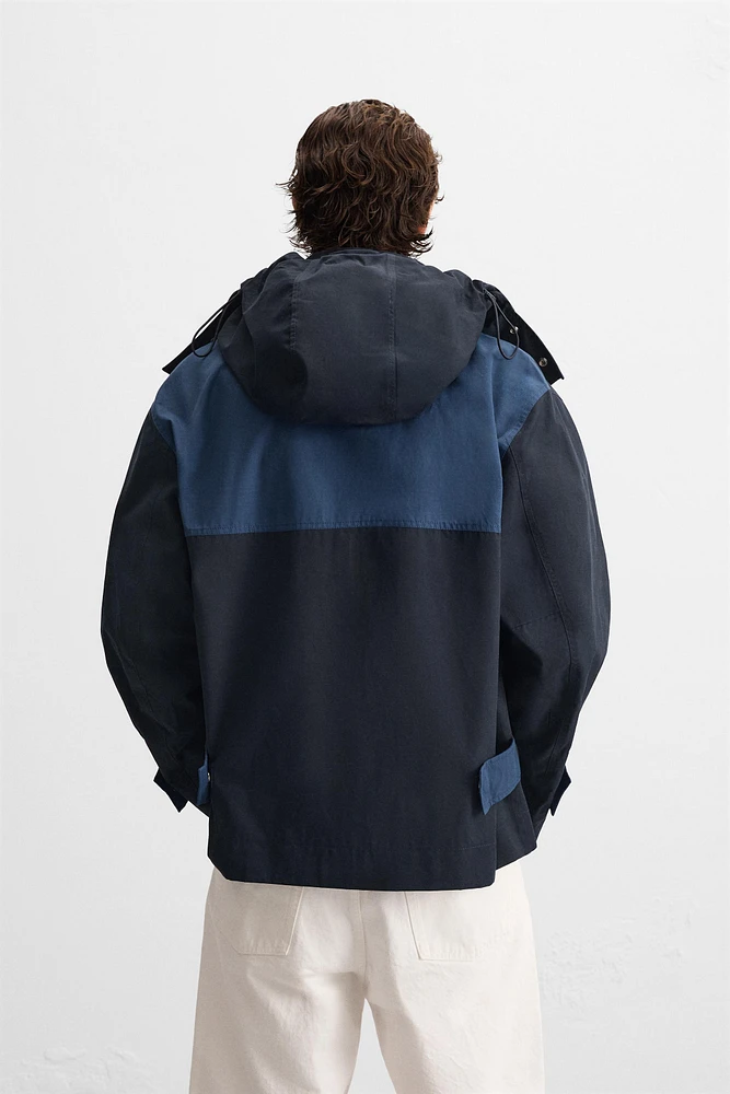 PARKA COLOR BLOCK CAPUCHE
