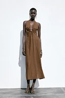 LINEN BUCKLE MIDI DRESS