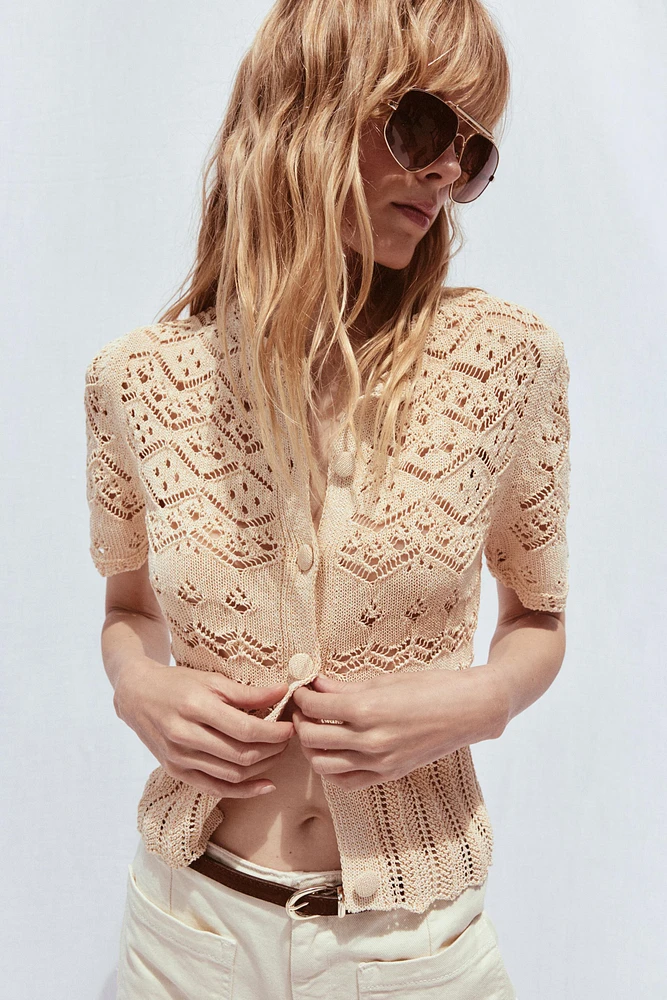 POINTELLE KNIT CARDIGAN