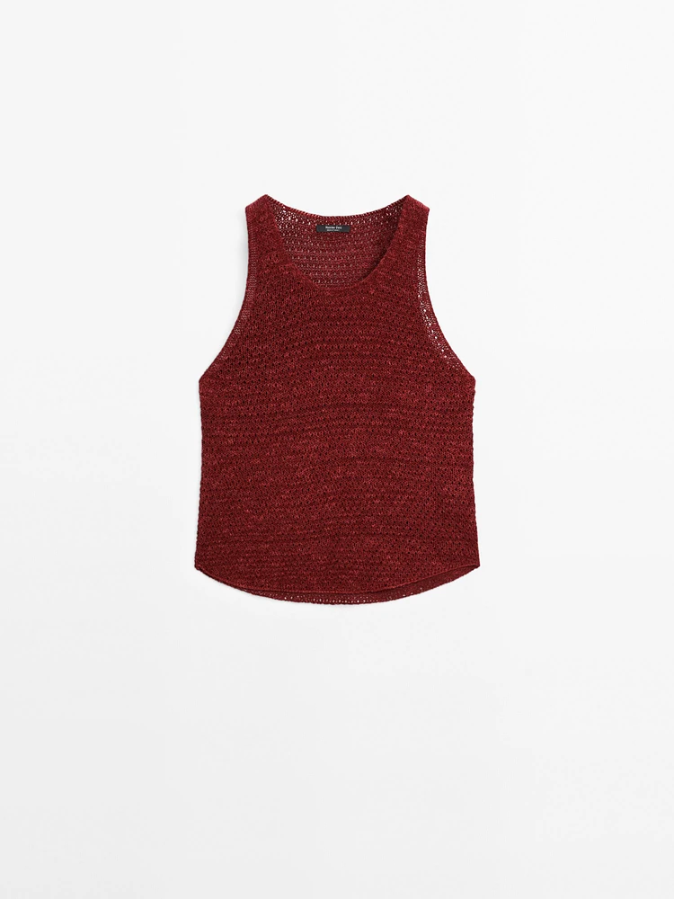 Top en maille ajourée texturé