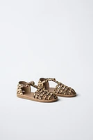 SANDALES STYLE PLAGE EN CUIR ANIMAL PRINT