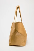 LARGE LEATHER TOPSTITCHED SHOPPER