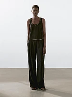 Suede leather top with stud details
