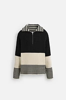 LIMITED EDITION STRIPED ZIP NECK SWEATER