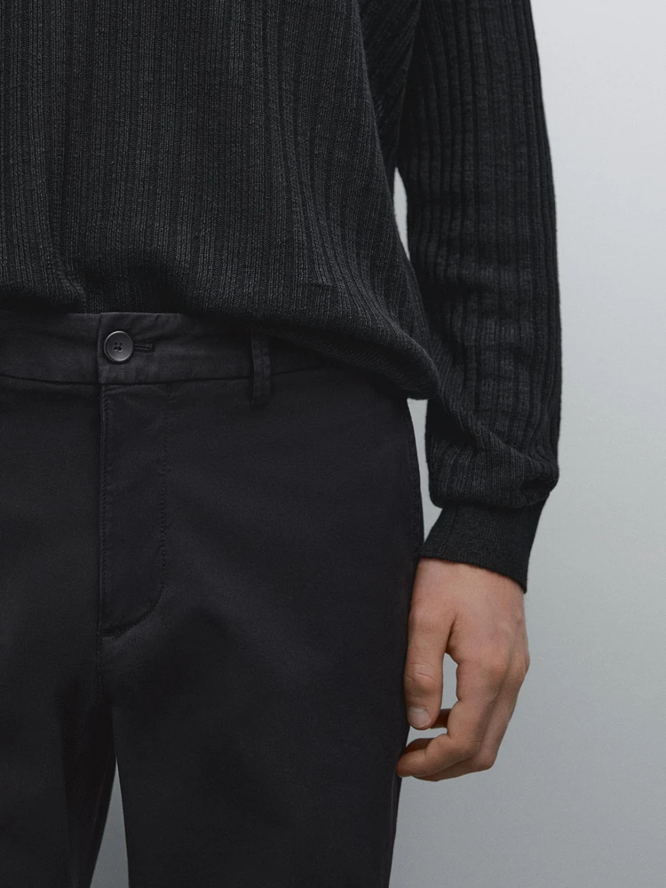 Pantalon slim en coton mélang