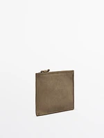 Small split suede leather pouch bag with knot