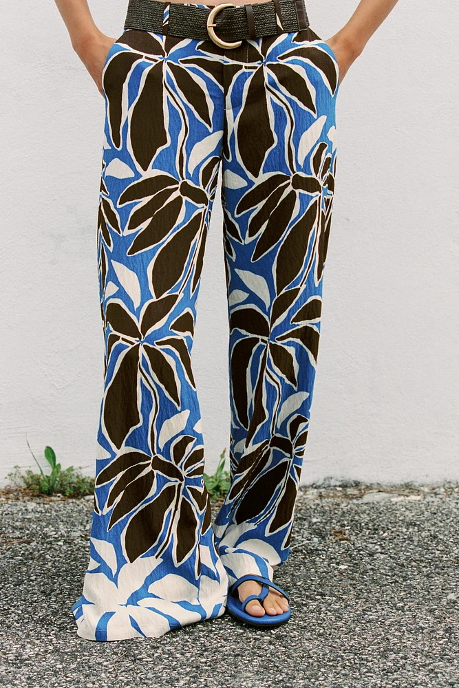 FLORAL PRINT WIDE LEG PANTS