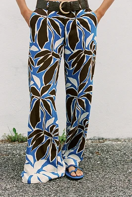 FLORAL PRINT WIDE LEG PANTS