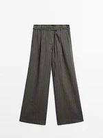 Striped cotton blend trousers