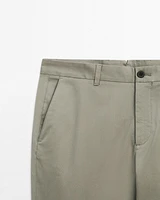 Slim fit comfort cotton blend trousers