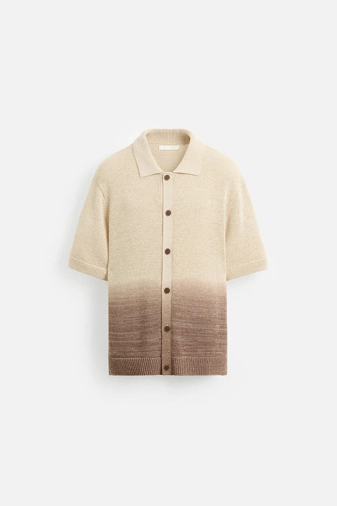 GRADIENT PRINT KNIT SHIRT