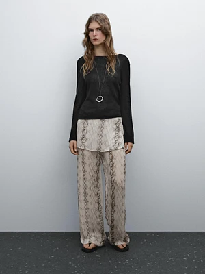 Lightweight flowing animal print trousers