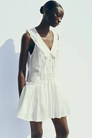 PLEATED PETER PAN COLLAR SHORT DRESS