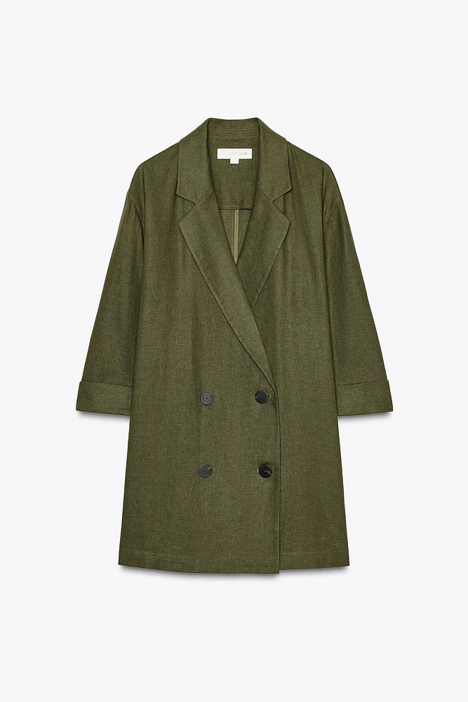 LINEN BLEND DOUBLE BREASTED BLAZER