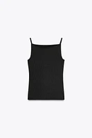 RIB KNIT POLYAMIDE STRAPPY TOP