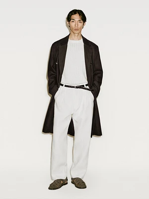 Pantalon à double pince 100 % lin