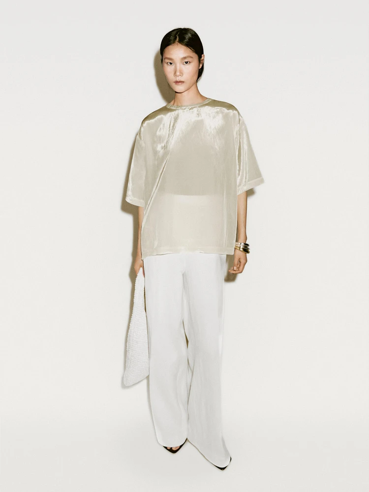 Flowing linen blend trousers with corset belt - Limited Edition