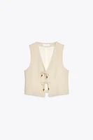 BEADED LINEN VEST
