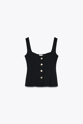 STRETCH PEPLUM VEST TOP