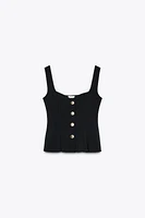 STRETCH PEPLUM VEST TOP