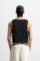 DOUBLE NECK BUTTON TANK TOP