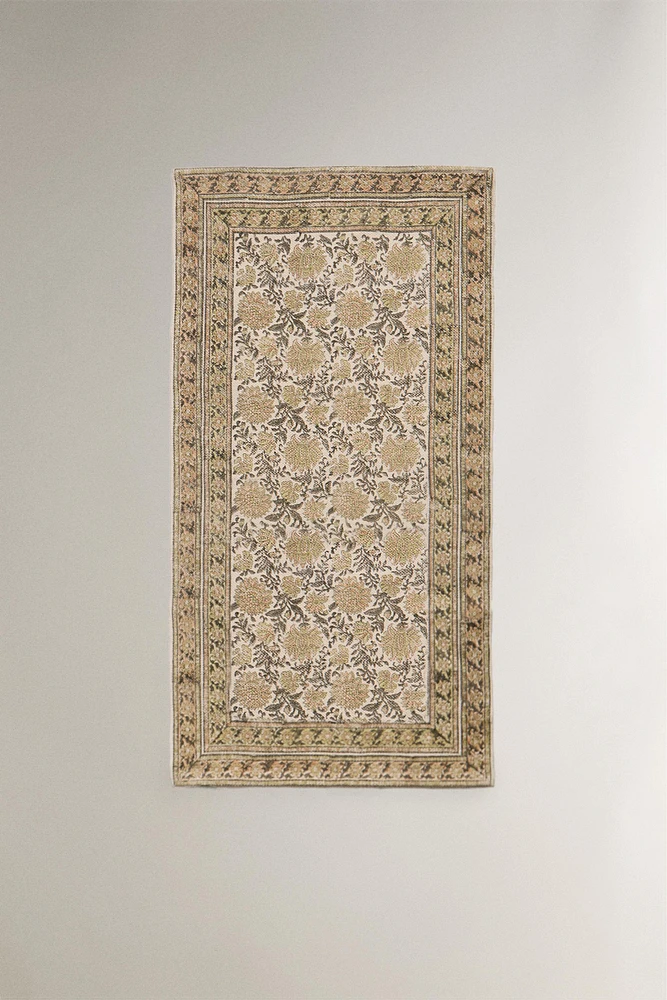 FLORAL PRINT COTTON AREA RUG