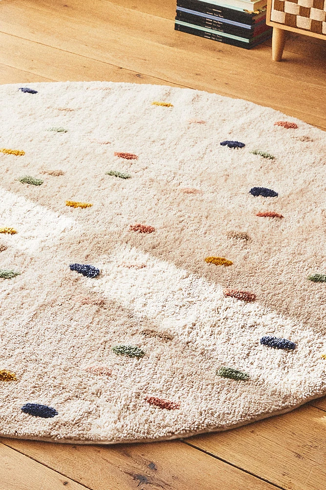 TAPIS ENFANT COTON POIS MULTICOLORES