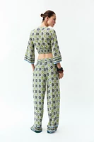 PRINTED WIDE LEG PANTS