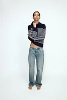 STRIPED KNIT HOODIE
