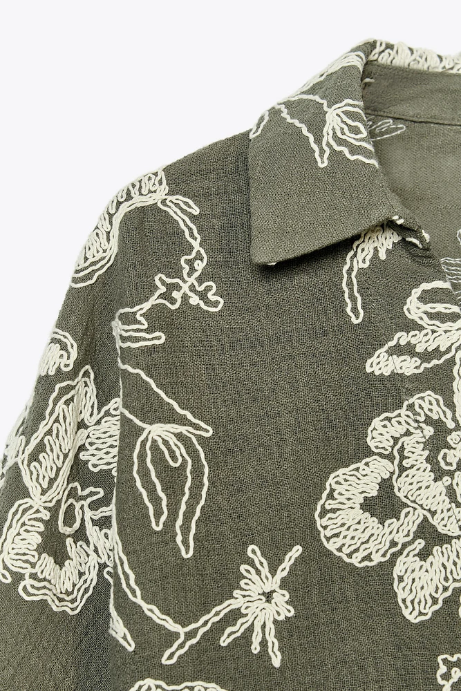 CHEMISE BRODÉE MANCHES GUIPURE