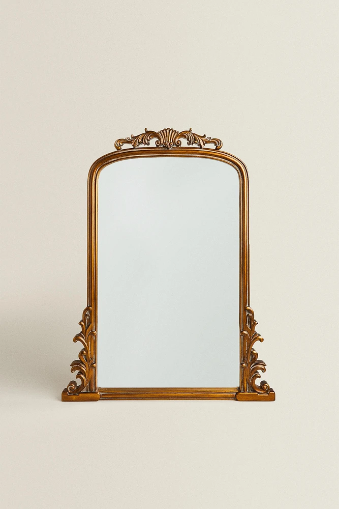 GOLDEN WOODEN WALL MIRROR