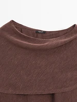 Linen blend cape-style blouse