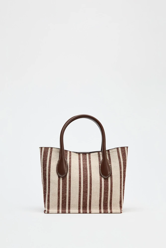 STRIPED PRINT CANVAS BAG